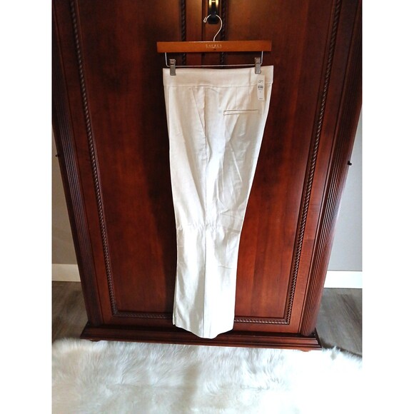 NWT Loft Women's Size 12 Linen Blend Wide Leg Trousers Oatmeal - Picture 1 of 10